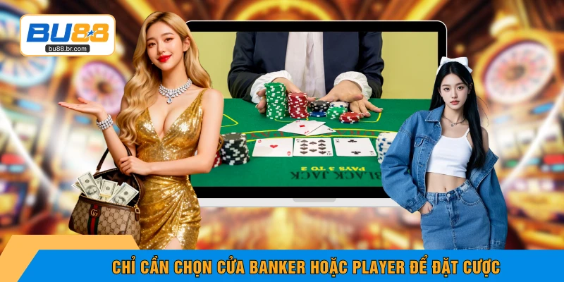 Chỉ cần chọn cửa banker hoặc player để đặt cược